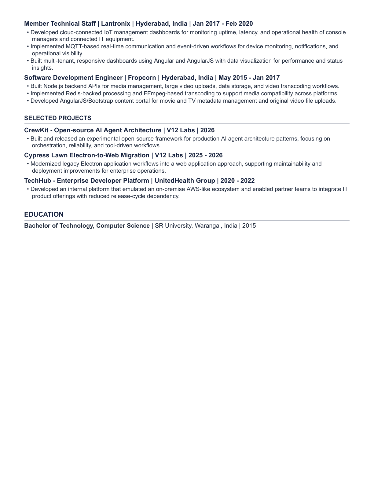 Page 2 of Sharath Challa resume